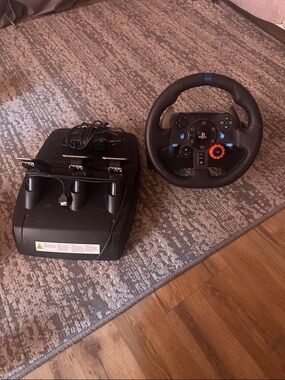 Logitech Racing Wheel and Pedal Set - Black with Blue and Red Accents